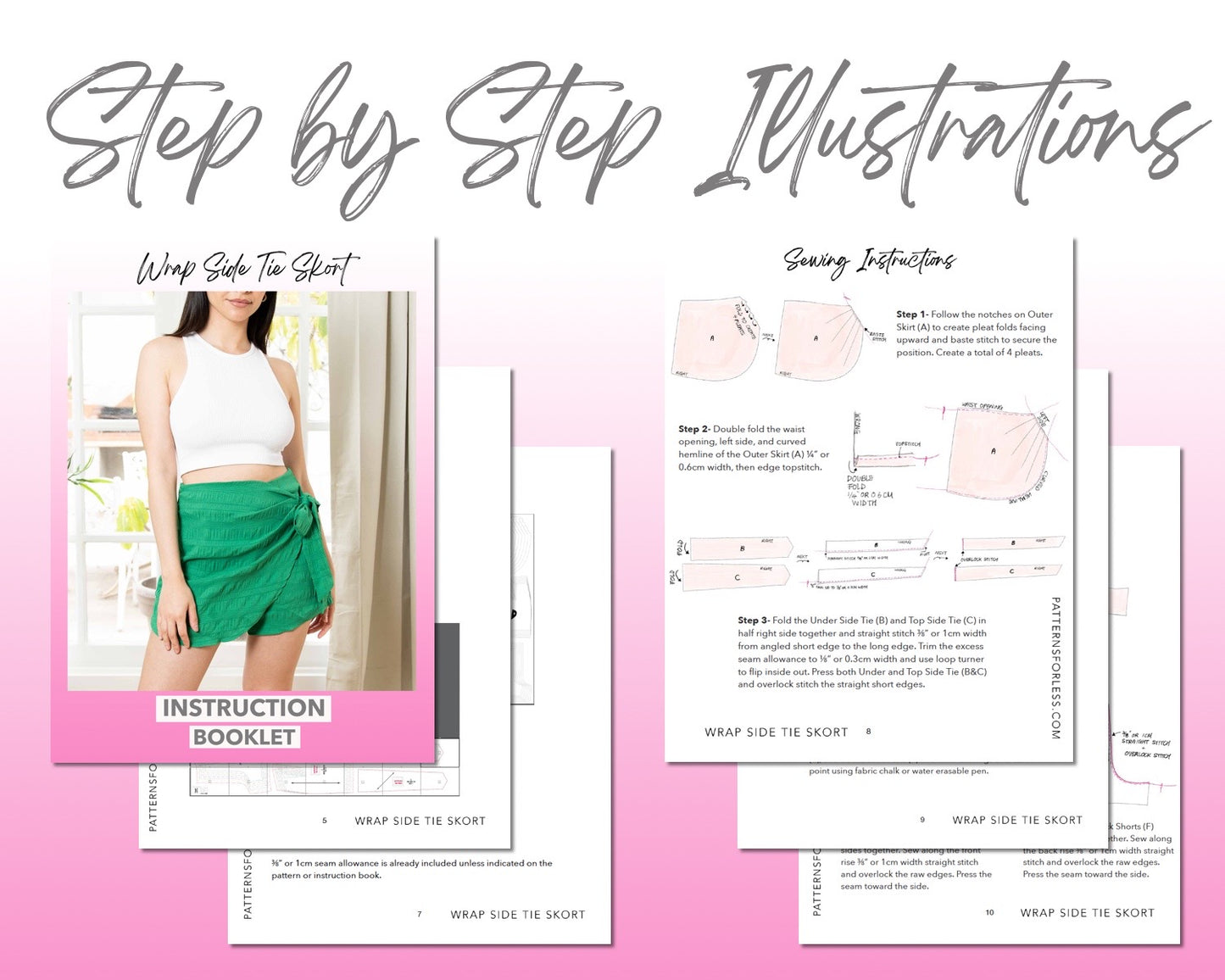 Side Tie Wrap Skort Sewing Pattern