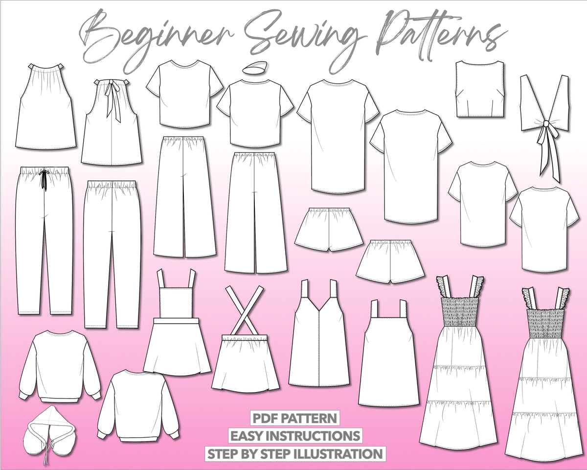 Basic Start Pattern Sewing 12 Beginner Sewing Patterns – Patterns For Less
