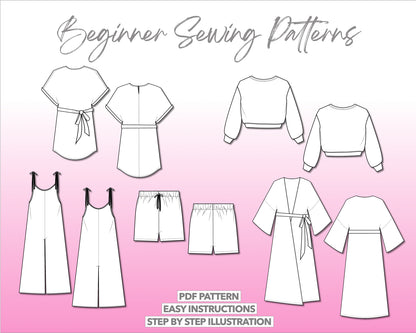 Illustration and detailed description for Beginner sewing pattern.