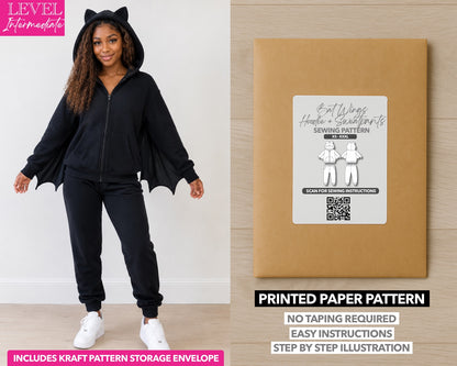 Bat Wings Hoodie and Sweatpants Set printed sewing pattern with easy instructions and step by step illustrations.