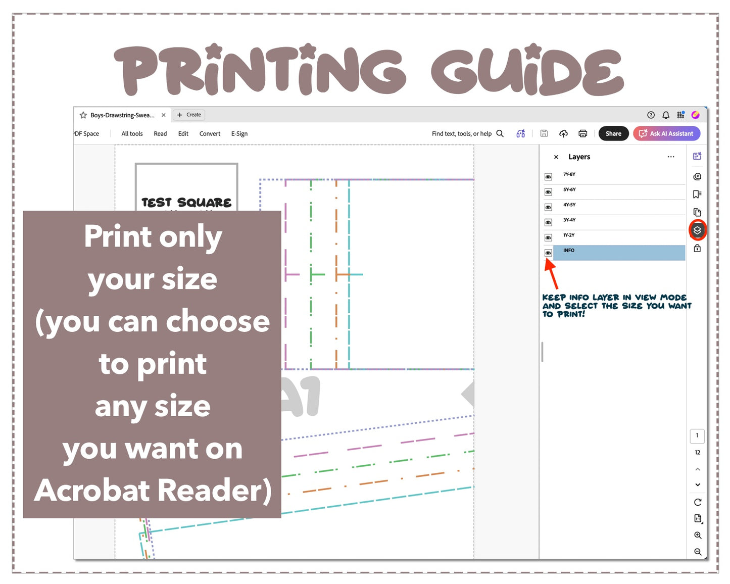 Boys Drawstring Sweat Shorts sewing pattern printing guide.