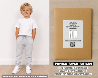 Boys Jogger Pants printed sewing pattern with easy instructions and step by step illustrations