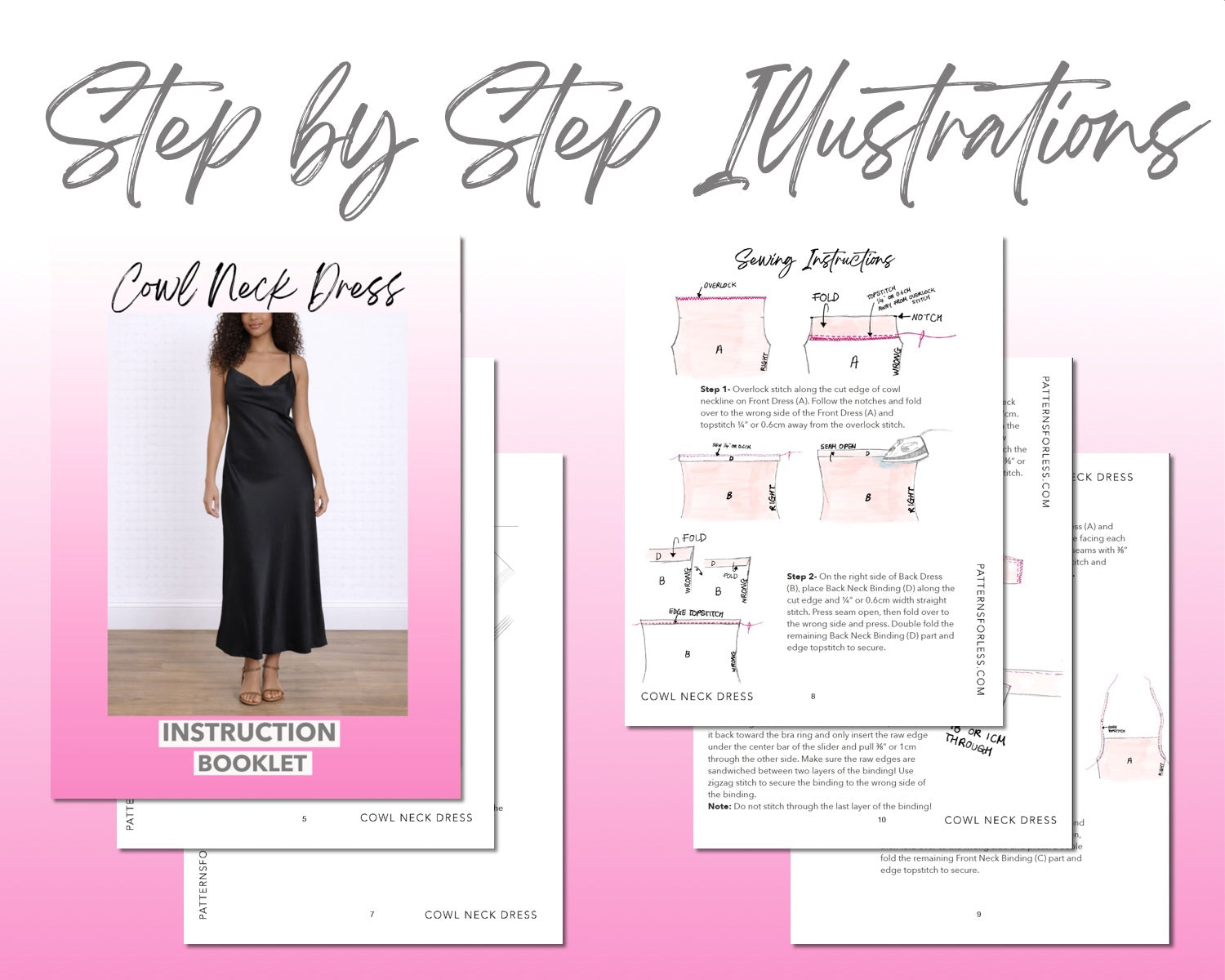 Cowl Neck Midi Dress Sewing Pattern – Patterns For Less Cowl Neck Midi Dress Sewing Pattern – Patterns For Less