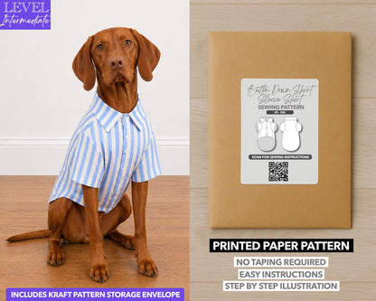 Dog Button Down Short Sleeve Shirt printed sewing pattern with easy instructions and step by step illustrations.
