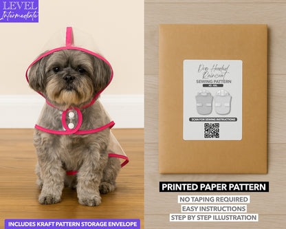 Dog Hooded Raincoat printed sewing pattern with easy instructions and step by step illustrations.