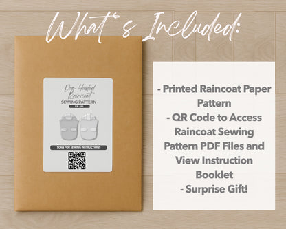 What is included with the printed Dog Hooded Raincoat paper sewing pattern