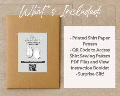 What is included with the printed Dog Pajama Shirt paper sewing pattern