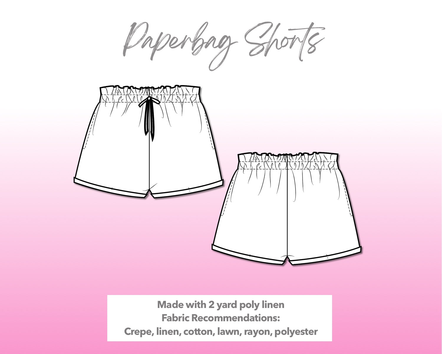 Drawstring Paperbag Shorts Sewing Pattern Patterns For Less