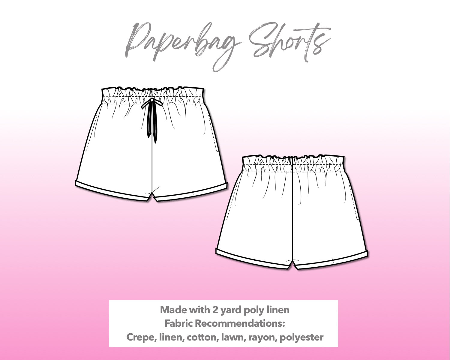 Drawstring Paperbag Shorts Sewing Pattern – Patterns For Less