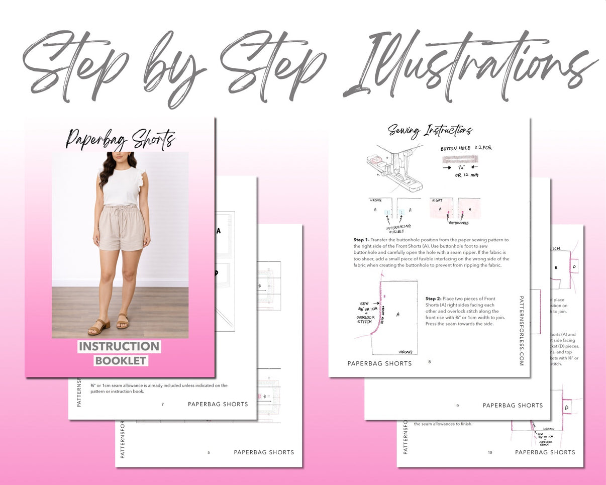 Drawstring Paperbag Shorts Sewing Pattern Patterns For Less