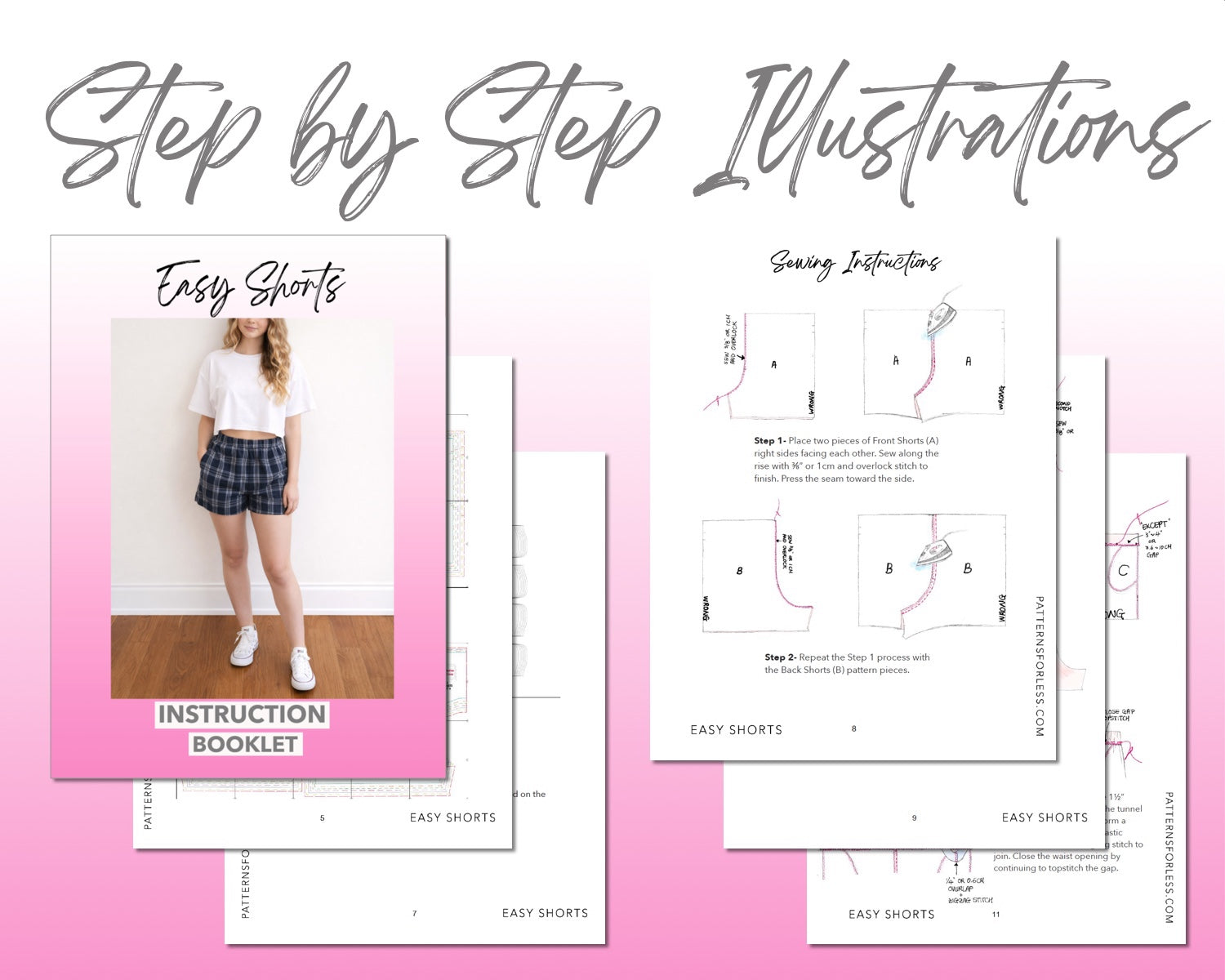 Easy Elasticized Waist Shorts Sewing Pattern – Patterns For Less