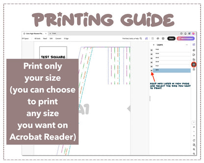 Girls High Waist Pleated Mini Skirt sewing pattern printing guide.