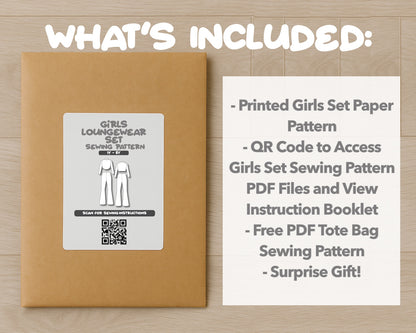 What is included with the printed Girls Loungewear Set paper sewing pattern