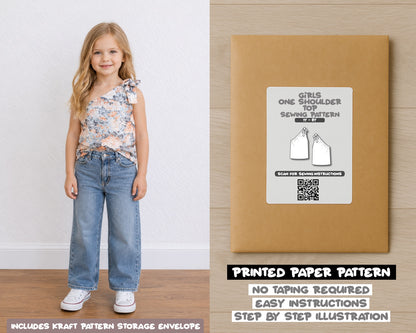 Girls One Shoulder Top printed sewing pattern with easy instructions and step by step illustrations.
