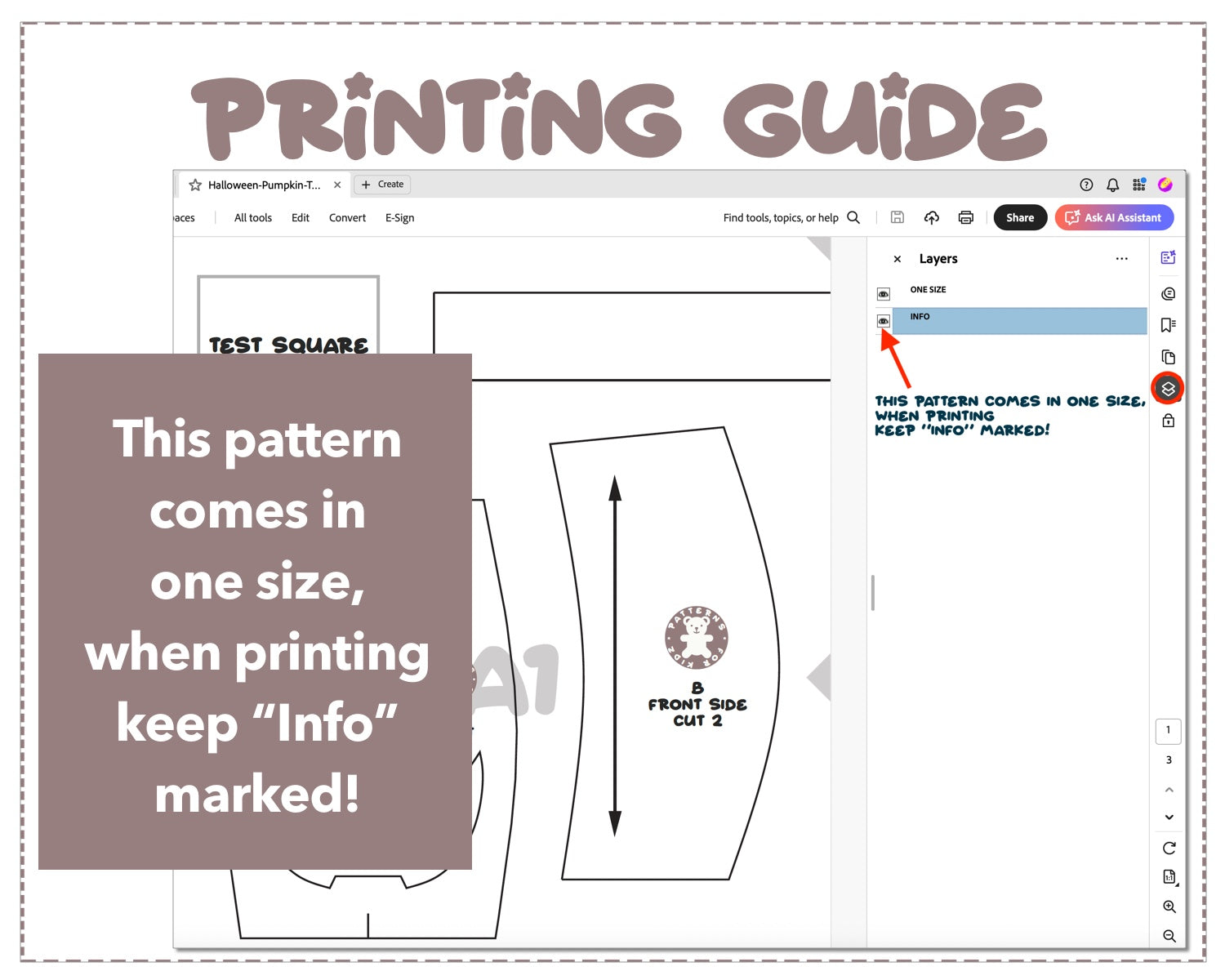 Halloween Pumpkin Trick Or Treat Bag sewing pattern printing guide.