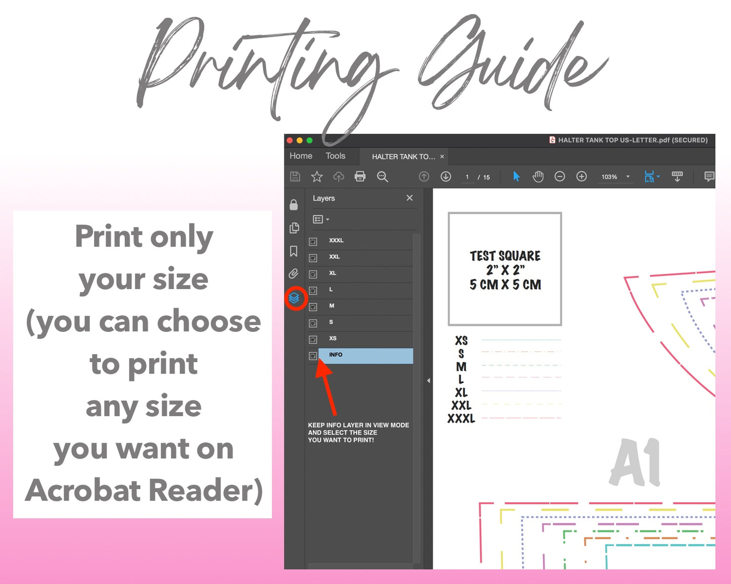 Halter Knit Tank sewing pattern printing guide.