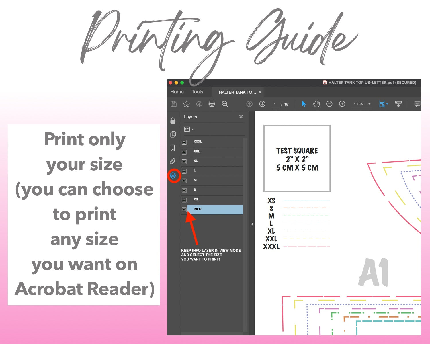 Halter Knit Tank sewing pattern printing guide.
