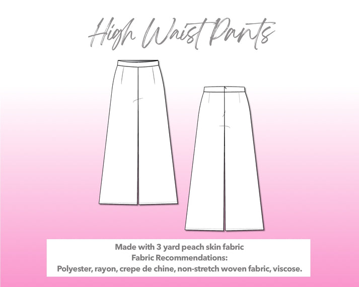 High Waist Wide Leg Pants Sewing Pattern – Patterns For Less