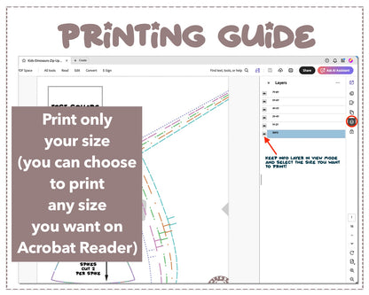 Kids Dinosaurs Zip Up Hoodie sewing pattern printing guide.