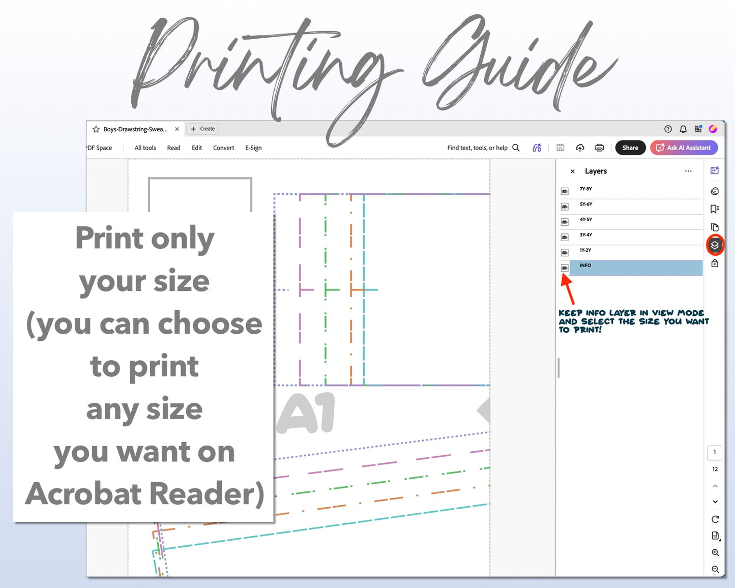 Mens Drawstring Sweat Shorts sewing pattern printing guide.