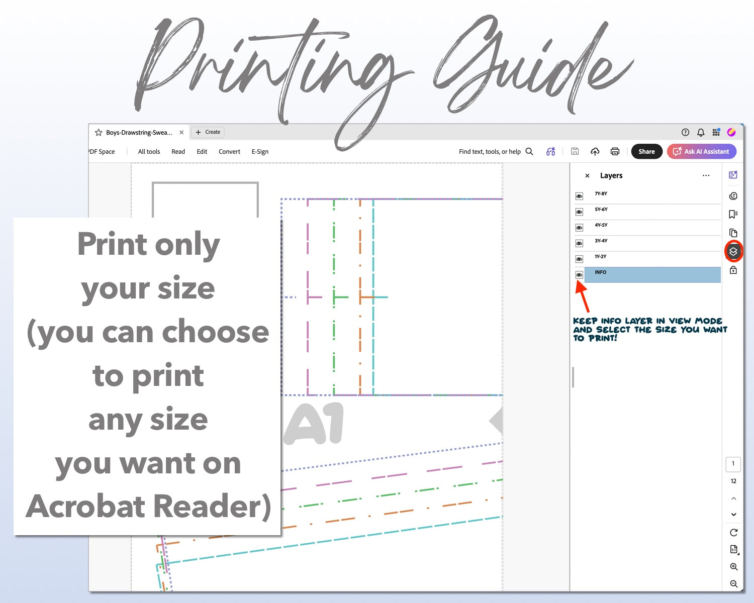 Mens Drawstring Sweat Shorts sewing pattern printing guide.