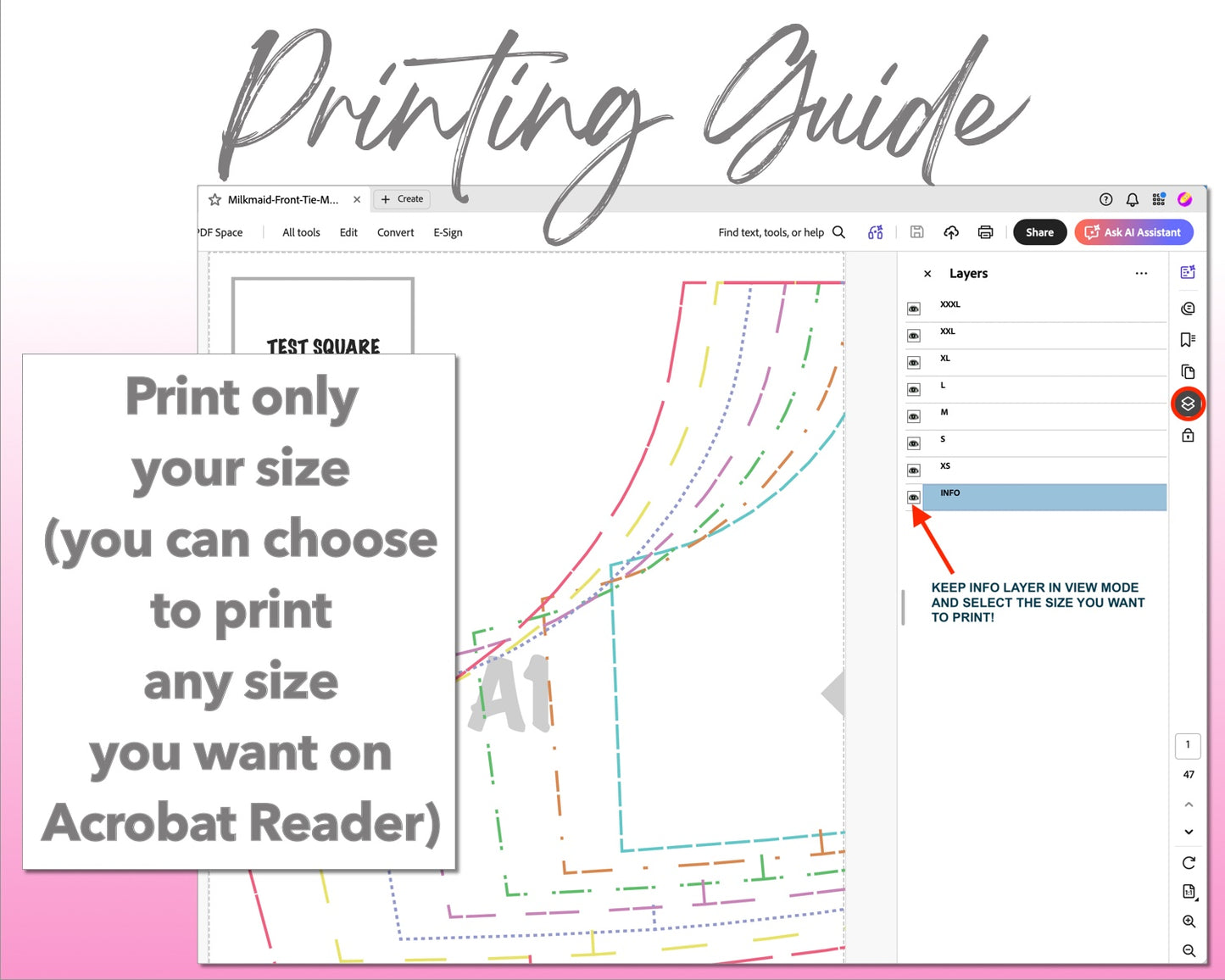 Milkmaid Front Tie Maxi Dress sewing pattern printing guide.