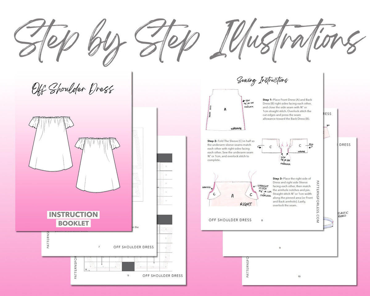 Off Shoulder Mini Dress Sewing Pattern – Patterns For Less