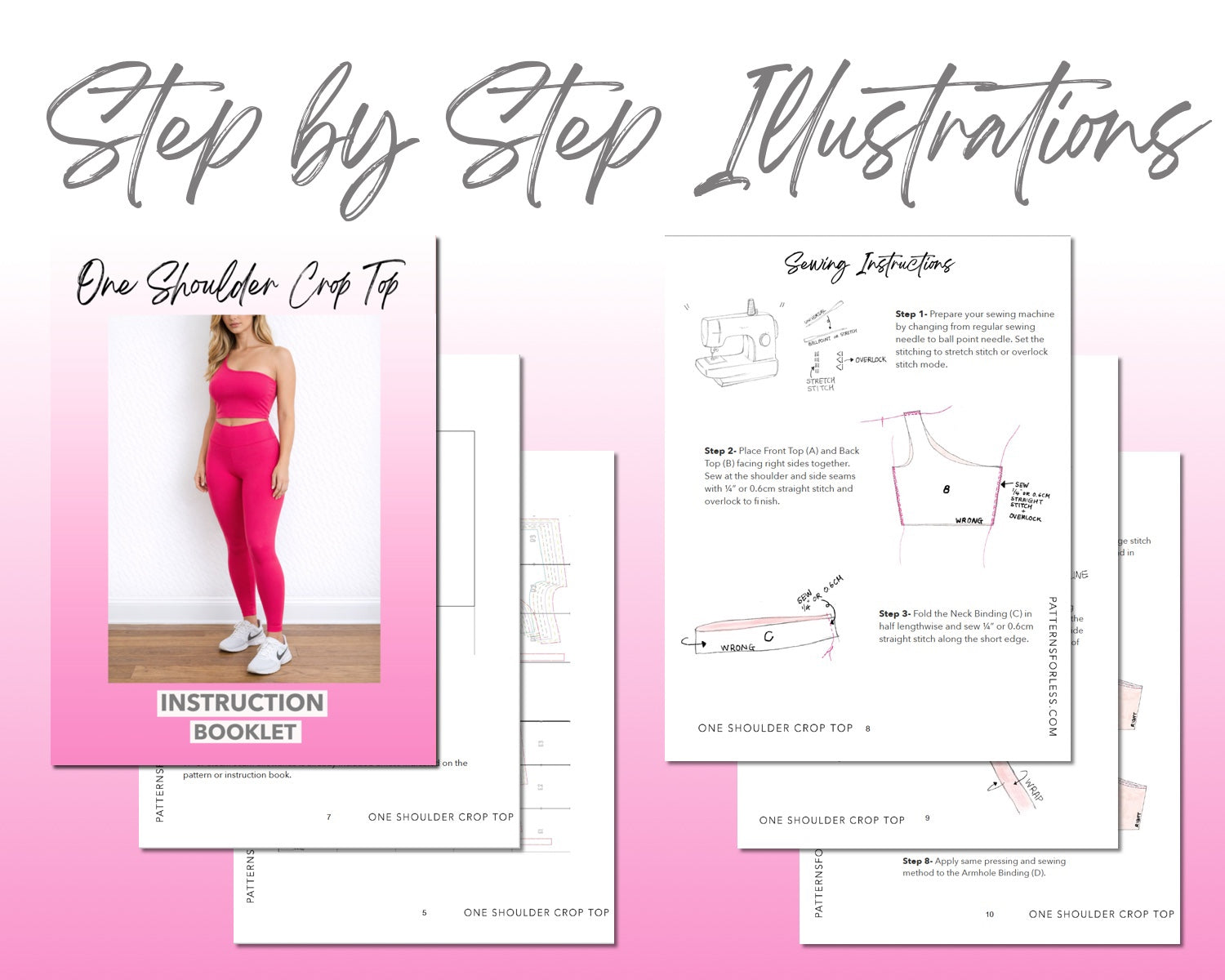 One Shoulder Knit Crop Top Sewing Pattern - Main Image