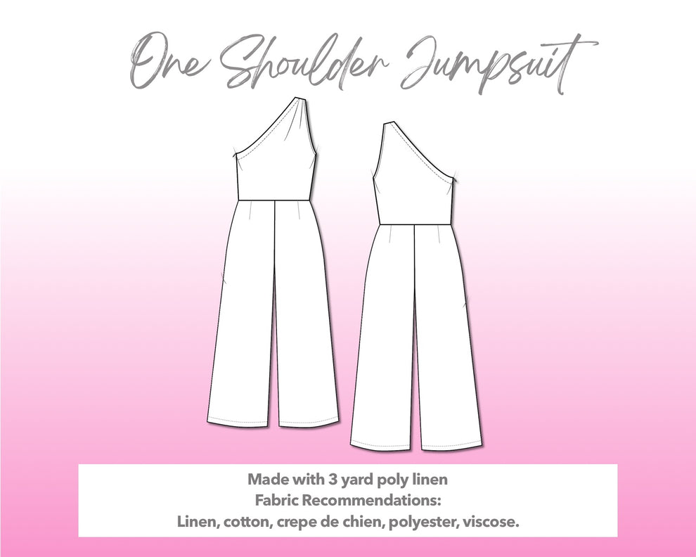 One Shoulder Pleats Jumpsuit Sewing Pattern – Patterns For Less