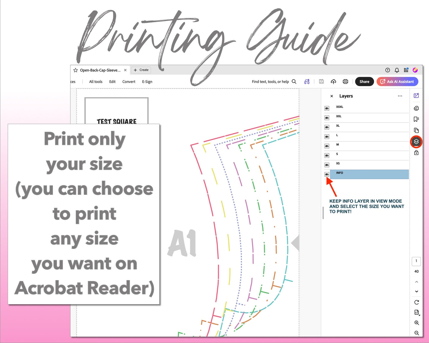 Open Back Cap Sleeve Midi Dress sewing pattern printing guide.