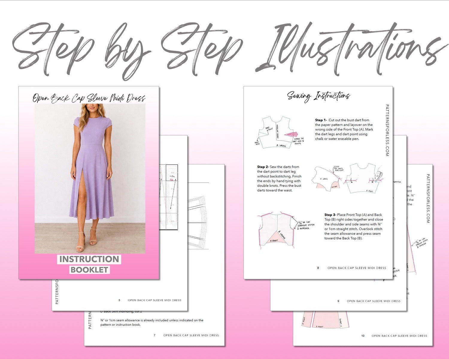 Open Back Cap Sleeve Midi Dress Sewing Pattern – Patterns For Less