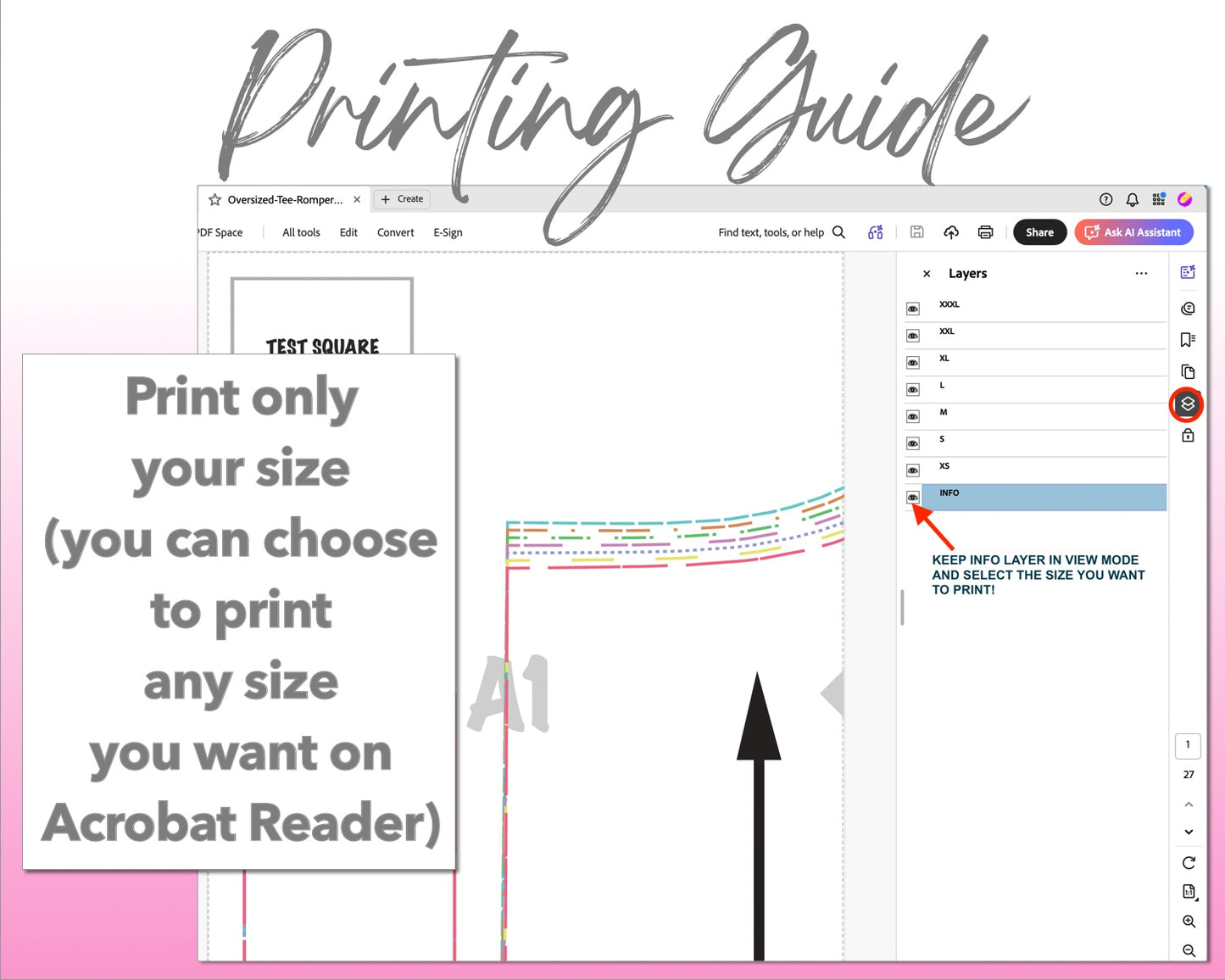 Oversized Tee Romper sewing pattern printing guide.