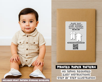 Baby Boy Flap Pocket Shirt Romper Sewing Pattern