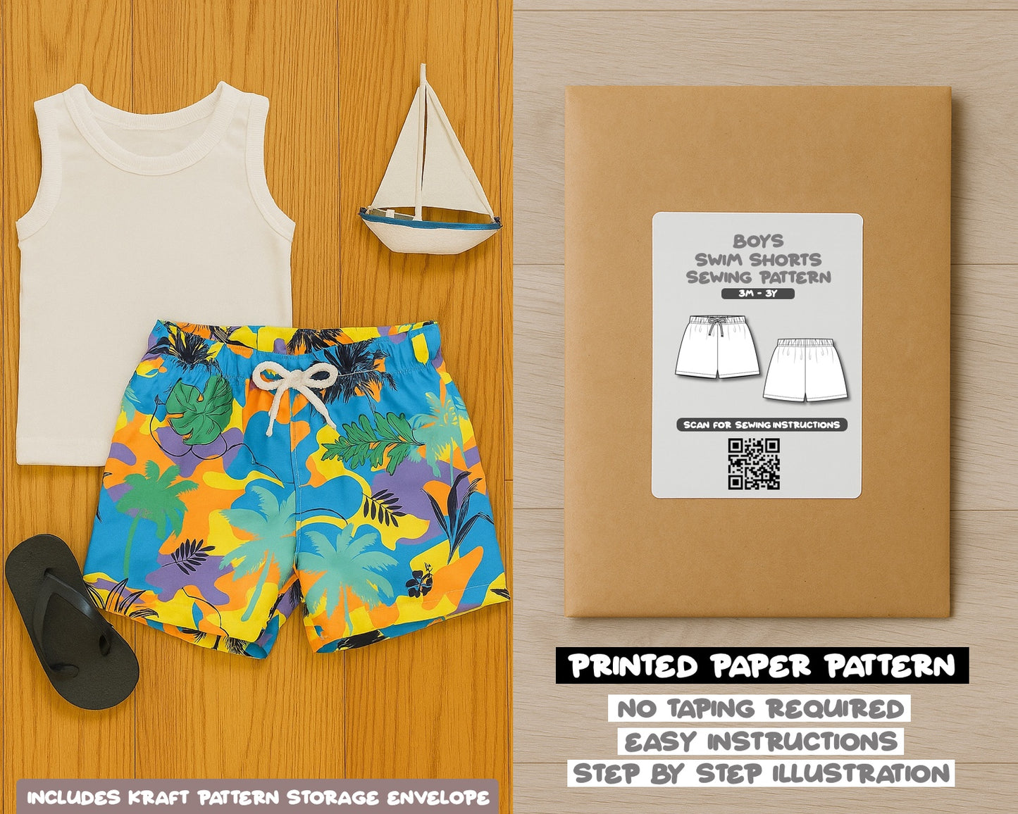 Baby Boy Swim Shorts Sewing Pattern