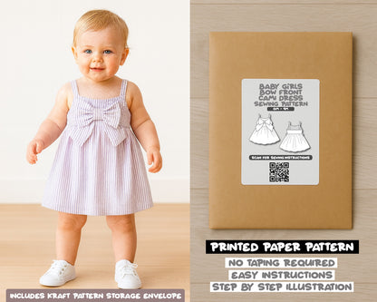 Baby Girl Bow Front Cami Dress Sewing Pattern
