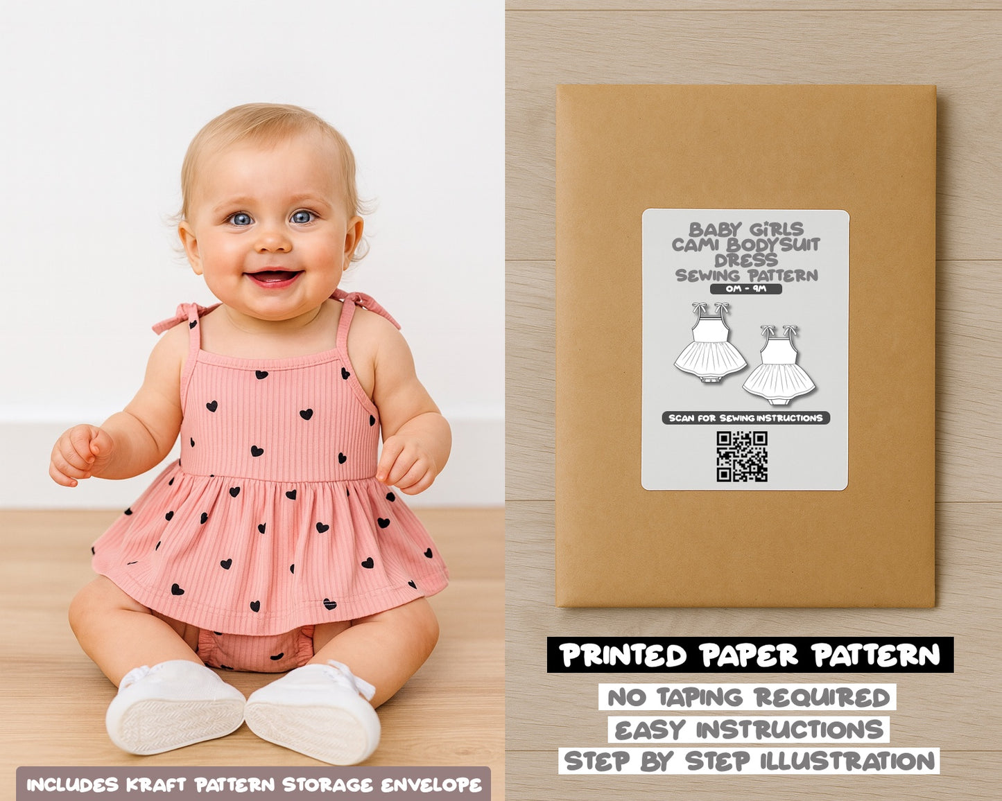 Baby Girl Cami Bodysuit Dress Sewing Pattern