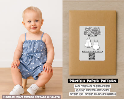 Baby Girl Cami Ruffle Hem Romper Sewing Pattern
