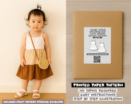 Baby Girl Colorblock Ruffle Hem Cami Dress Sewing Pattern