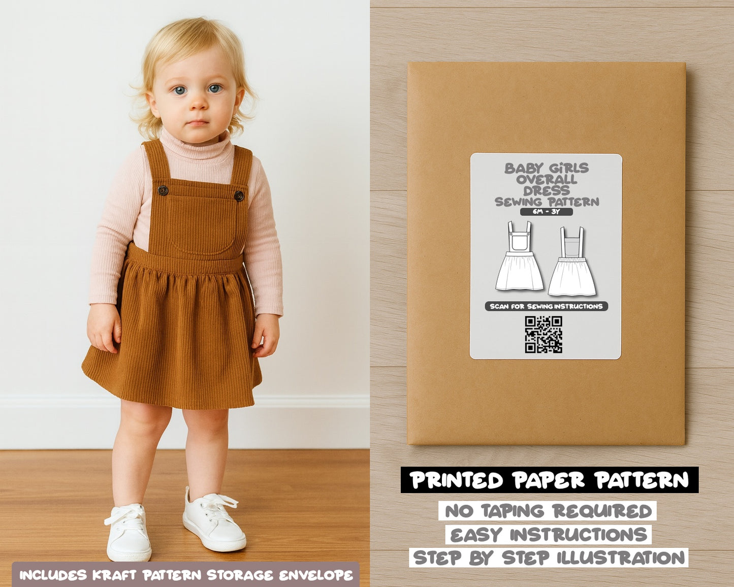 Baby Girl Overall Dress Sewing Pattern