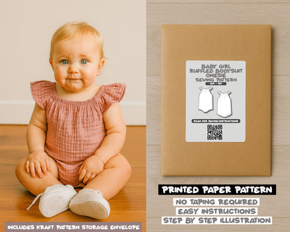 Baby Girl Ruffled Bodysuit Onesie Sewing Pattern