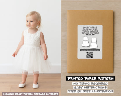 Baby Girl Sleeveless Party Dress Sewing Pattern