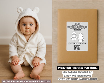 Baby Teddy Ear Hooded Bathrobe Sewing Pattern