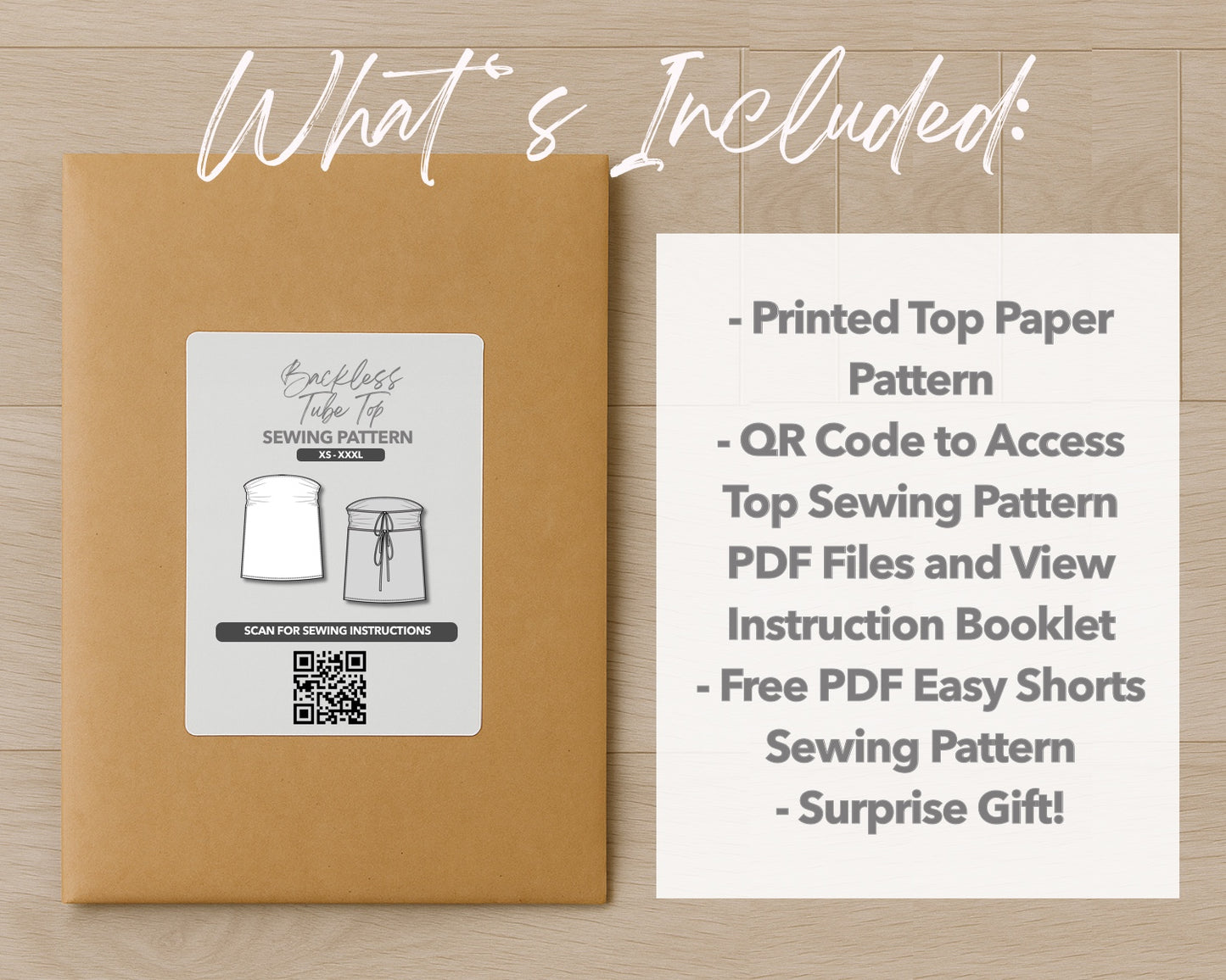 What is included with the printed Backless Tube Top paper sewing pattern