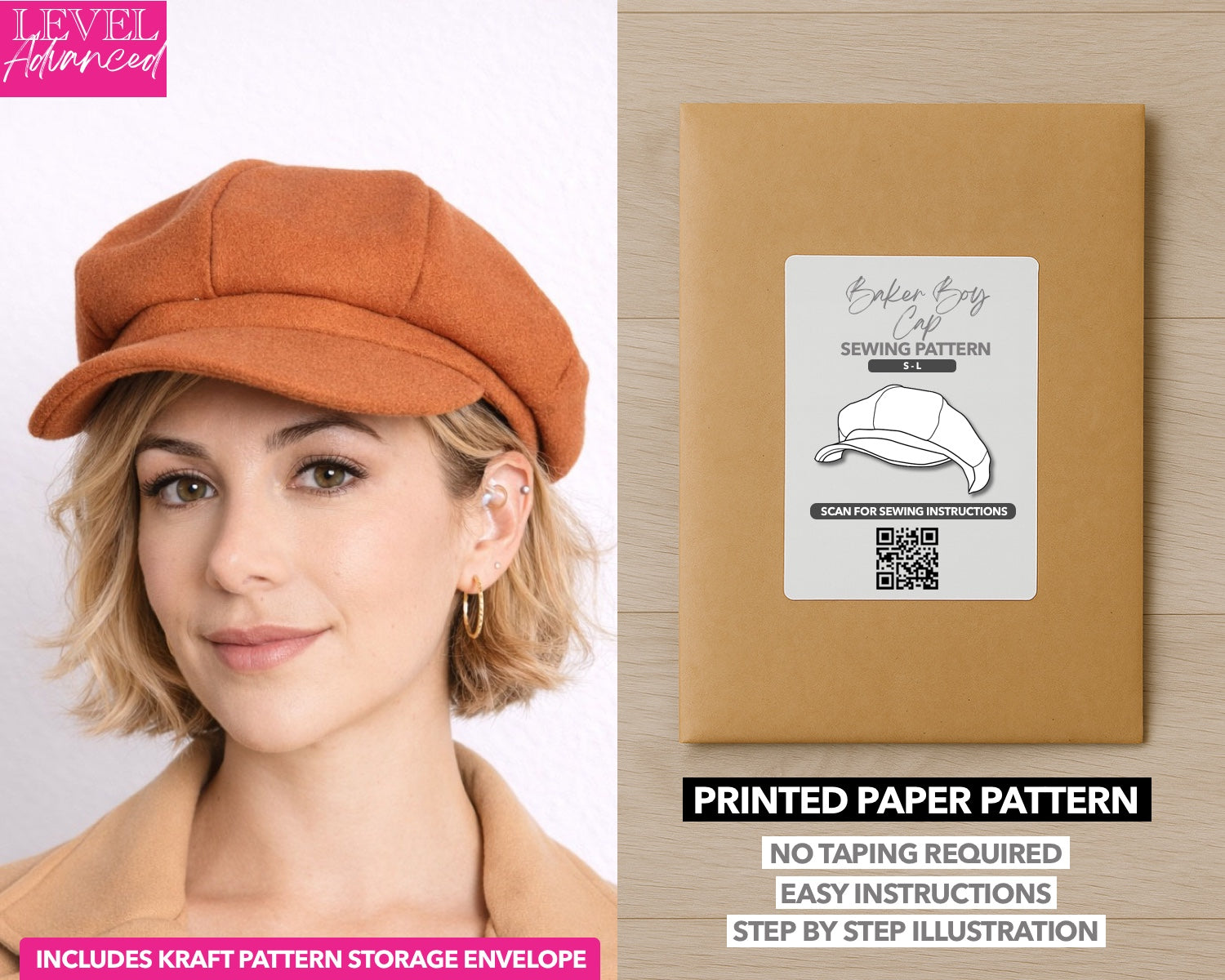 Baker Boy Cap printed sewing pattern with easy instructions and step by step illustrations.