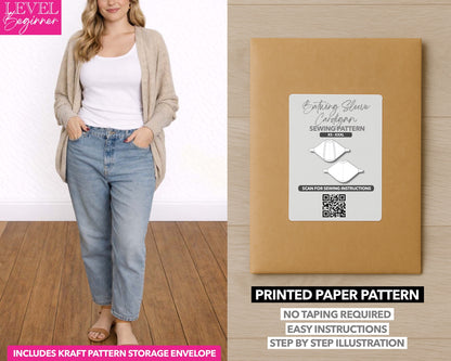 Batwing Sleeve Cardigan printed sewing pattern with easy instructions and step by step illustrations.