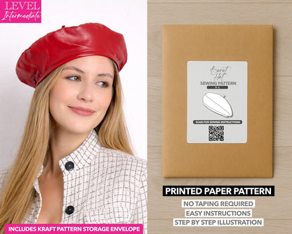 Beret Hat printed sewing pattern with easy instructions and step by step illustrations.