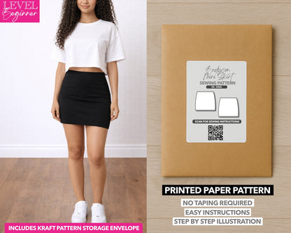 Bodycon Mini Skirt printed sewing pattern with easy instructions and step by step illustrations.