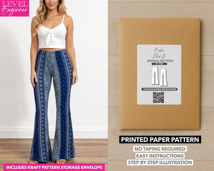 Boho Pants printed sewing pattern with easy instructions and step by step illustrations.