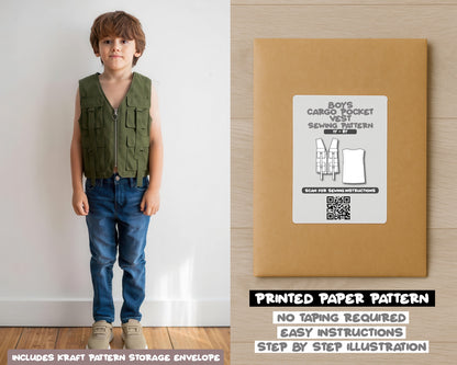 Boys Cargo Pocket Vest Sewing Pattern