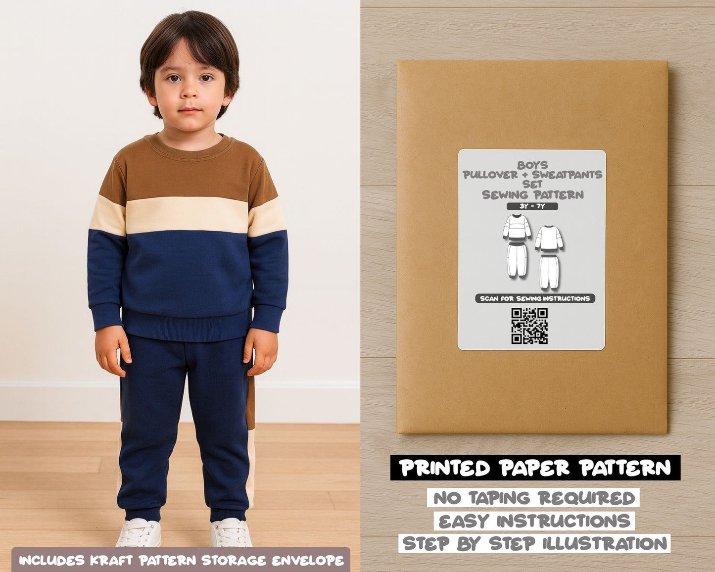 Boys Pullover and Sweatpants Set Sewing Pattern